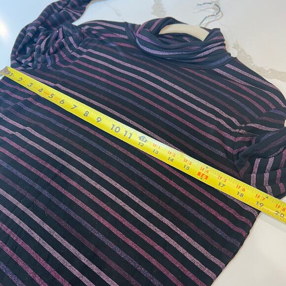 Veronica Beard Audrey Striped Knit Metallic Turtleneck Large Black Pink Purple - Picture 8 of 9